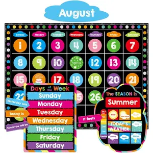 Chalkboard Brights Calendar Bulletin Board Set Colorful Classroom Decoration 99 count