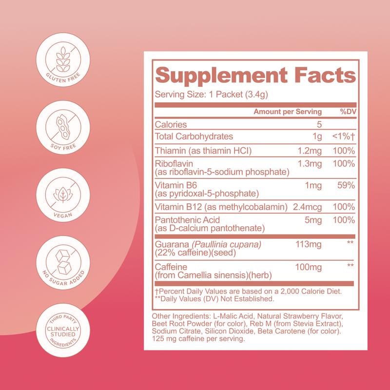 Rookie Wake Energy & Focus Drink - 125mg Green Tea Caffeine, B Vitamins, Sugar-Free, Natural Antioxidant Beverage for Sports & Professionals