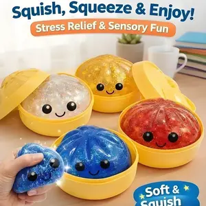 1 pcs Crystal Simulation Baozi Toy,  Water Drop Squishy Fun, Q-Bounce Squeeze Toy, Slow-Rebound Material, Suitable for Desk Decoration and Classroom Prizes, Perfect Gift for Christmas, Valentine's Day, Children's Day