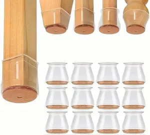 8 Pack Chair Leg Floor Protectors for Hardwood Floors - Silicone Felt Pads No Scratch, Noise Reduce Covers for Furniture Feet, Universal Large Clear, Floor Protection