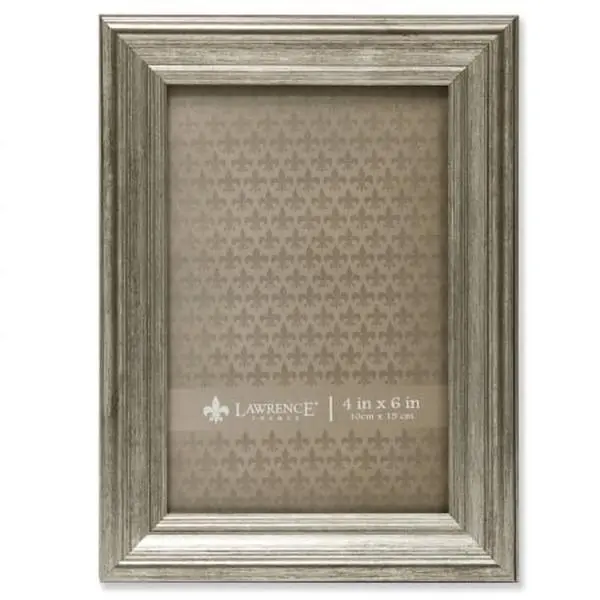 Lawrence Frames 536346 Sutter Burnished Silver Photo Frame - 7.75 x 5.75 x 0.65 in, Glass Front, Wall-Mount, Easel Back, High-Quality Black Velvet Backing Home Decor Accessory