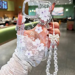 New Transparent Air Cushion Floral Pattern Phone Case for iPhone 17 Pro Max/17 Air/17 Pro/16/16 Pro/15 Pro Max/13 Pro Max/14 Pro