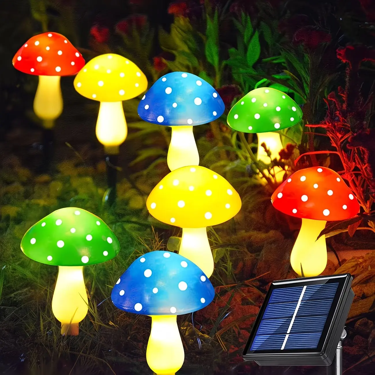 8-Piece Solar Mushroom Garden Lights, Ip65 Waterproof, 8 Lighting Modes, Outdoor Pathway & Yard Decor, Garden Decorative Lighting, Ideal for Camping, Gardening, Festivals, Solar Pathway Lamp