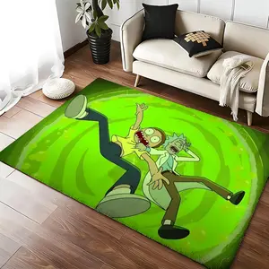 RRick and Morty Floor Mat Luxury Velvet Doormat Water Absorbent Non-Slip Floor Mat, Soft Shaggy Carpet for Bathroom Kitchen Living Room Bedroom Entrance, Washable Anti-Skid Indoor Outdoor Rug Home Decor Decorative Fluffy Rug
