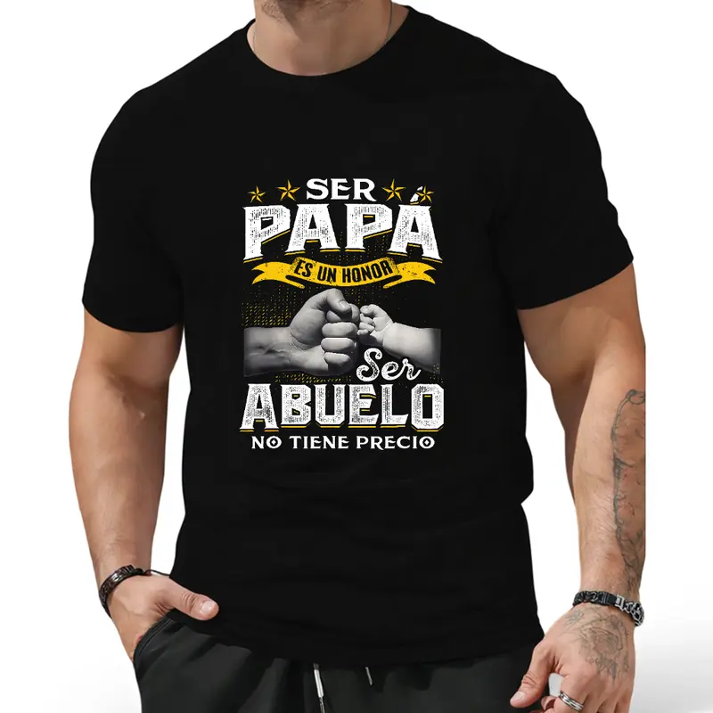 Funny Grandpa Shirt, Gift For Grandfather, Ser Papa Es Un Honor Ser Abuelo No Tiene Precio Spanish T-Shirt Menswear Casual Cotton Top Classic Fabric Unisex