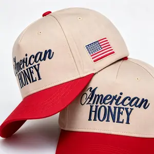 American Honey USA Flag Embroidered Baseball Cap - Y2K Summer Retro Trucker Hat for Outdoor Baseball Protective Gear