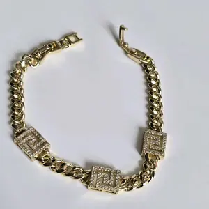 Cuban Link Bracelet for Men Women 14K Gold White Gold Plated Chain Wrist Bracelets 7.5 inch Length Elegant Versatile