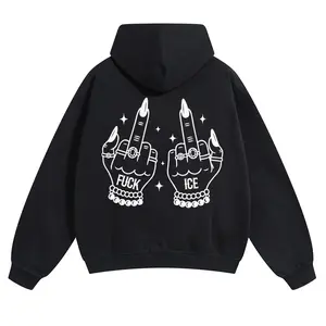 Unisex ICE Graphic Hoodie - Satirical Political "Fuck" Print, Men's Streetwear Top