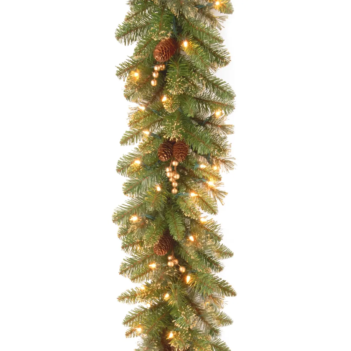 National Tree GPG3-341-9A 9 ft. x 10 in. Glittery Pine Garland with 100 Clear Lights