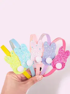 Cute Rabbit Ear Design Hair Hoop, Colorful Glitter Hair Hoop for Girls, Fashion Hair Accessories for Party, Daily Clothing Decor
