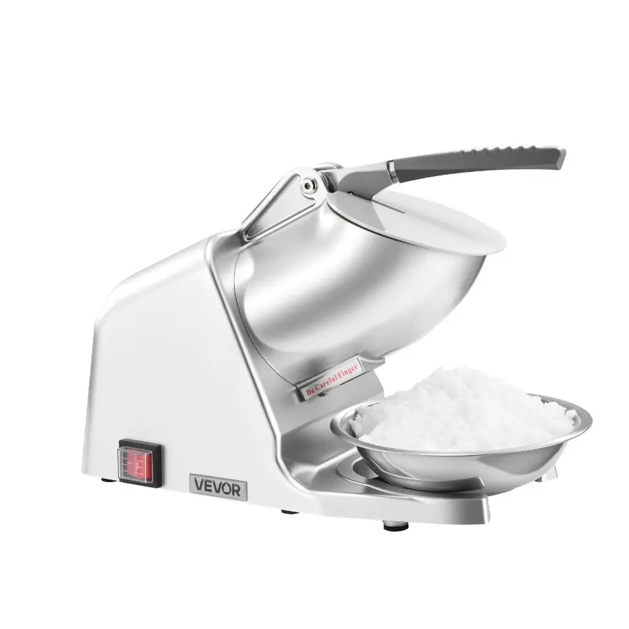 【DealsForYouDays】 VEVOR Ice Crusher Machine, 143lbs Per Hour Electric 2 Blades Snow Cone Maker, Stainless Steel Shaved Ice Machine with Bowl and Cover, 300W 2000RPM Ice-Shaver for Home and Commercial Use, Silverdealsforyoudays
