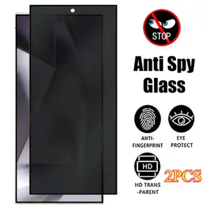 2 Packs of Privacy Tempered Glass Screen Protectors for Samsung Galaxy S26/S26 Plus/S26 Ultra/S25 S24 S23 S22 Ultra S25 S24 S23 S22 Plus FE - Anti-Spy, Anti-Fingerprint, High Clarity, Bubble Free, Anti-Scratch Film, T...