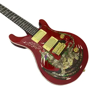 Custom PRS Artistic Dragon Inlay Guitar,Flame maple veneer,RED Gloss Solid body