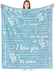 I Love You 100 Languages Blanket I Love You Gifts for Her Teal Throw Blanket for Girlfriend Birthday Gifts for Wife Love Blanket from Boyfriend Anniversary Valentine's Day Gifts 50×60 inch