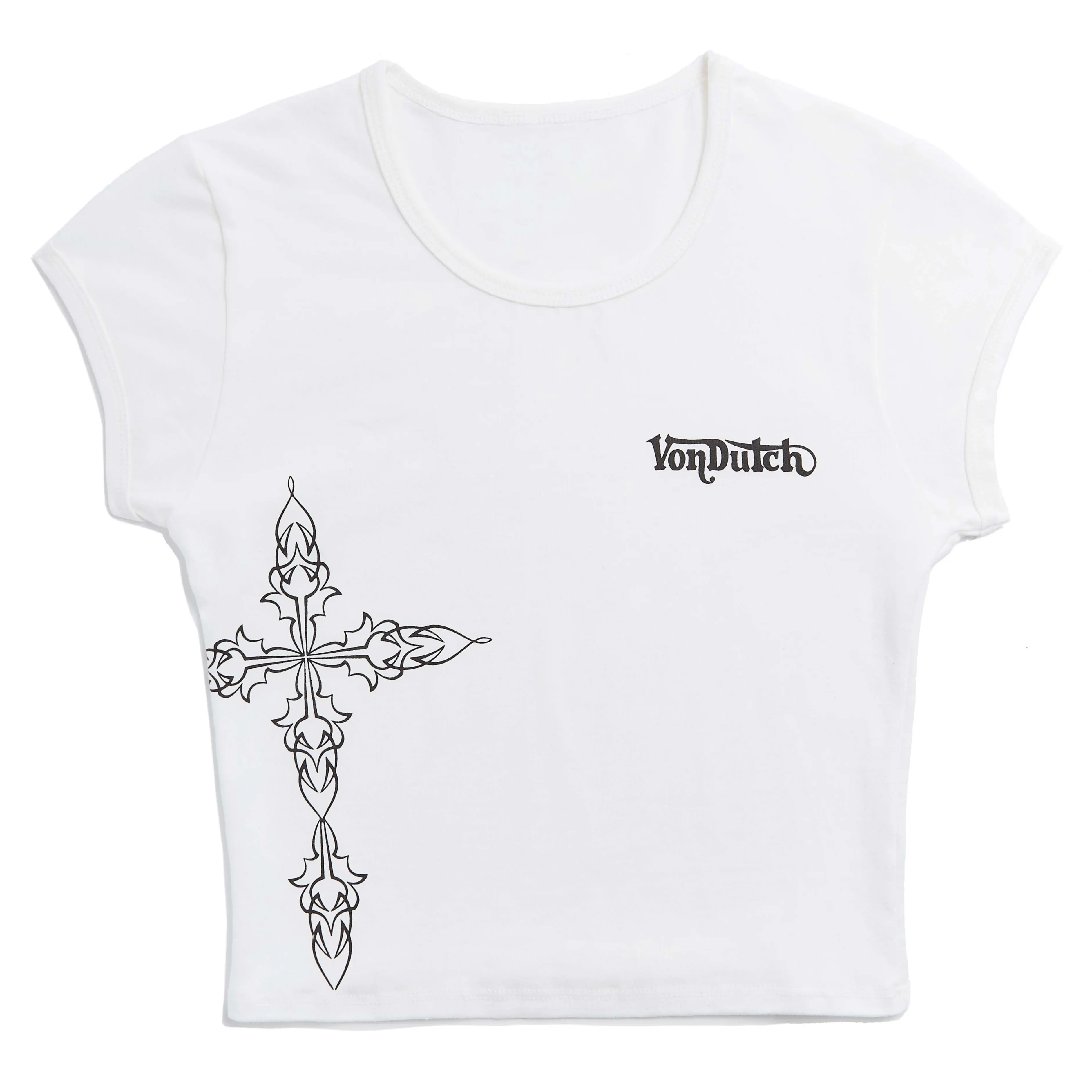 Von Dutch White and Black Chopper Cross Baby Tee