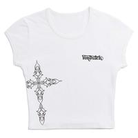 Von Dutch White and Black Chopper Cross Baby Tee