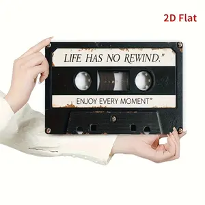 Vintage Wooden Sign, Retro Cassette Design, Inspirational Quote Wall Art, Home Office Bar Coffee Shop Decor, Rustic Style