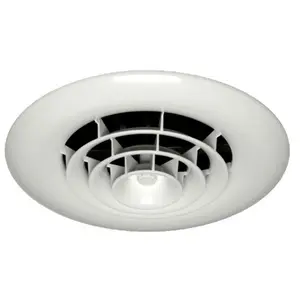 White Round Ceiling Diffuser 8-7-6 in. Reducing Boot and Rotary Damper