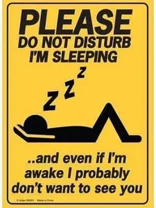 Tin Sign Decoration Notice Warning Sign Please Do Not Disturb I'm Sleeping for Home or Outdoor 12" X 8"