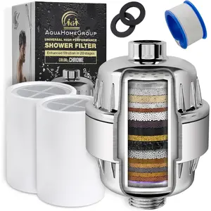 20 Stage Shower Head Filter with Vitamin C E A for Hard Water - High Output Filter to Remove Chlorine and Fluoride - 2 Cartridges Included - Consistent Flow Showerhead Filters