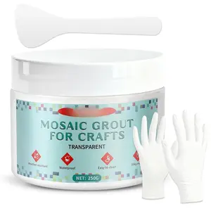 9oz Mosaic Grout, Mosaic Tile Grout Kit Glitter Grout Clear  Sand  Formula Easy-to-Apply for DIY Hand-Grouting Projects(250g)