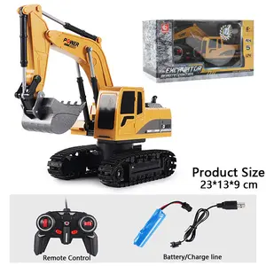 Remote Control Excavator Digger RC Construction Toys for Kids, 1:24 Scale 6 Channel Diecast RC Digger Excavator Toy with Led & Sound,Engineering Vehicle Forklift Excavator Remote Control Car Toys for Boys Children's Gifts