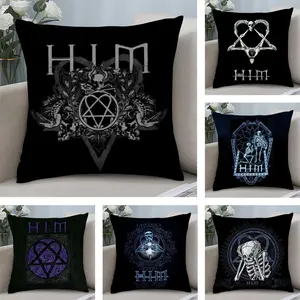 PIKPAKA H-Him Ornate Heartagram Logo Band Cushion Cover Soft Short Plush Fabric Double-Sided Print Organic Breathable Sofa Pillow Case, Home Machine Washable In Warm Winter Perfect For Home Decor Warm Winter Home Child Gift Bedroom Decorative Accessories