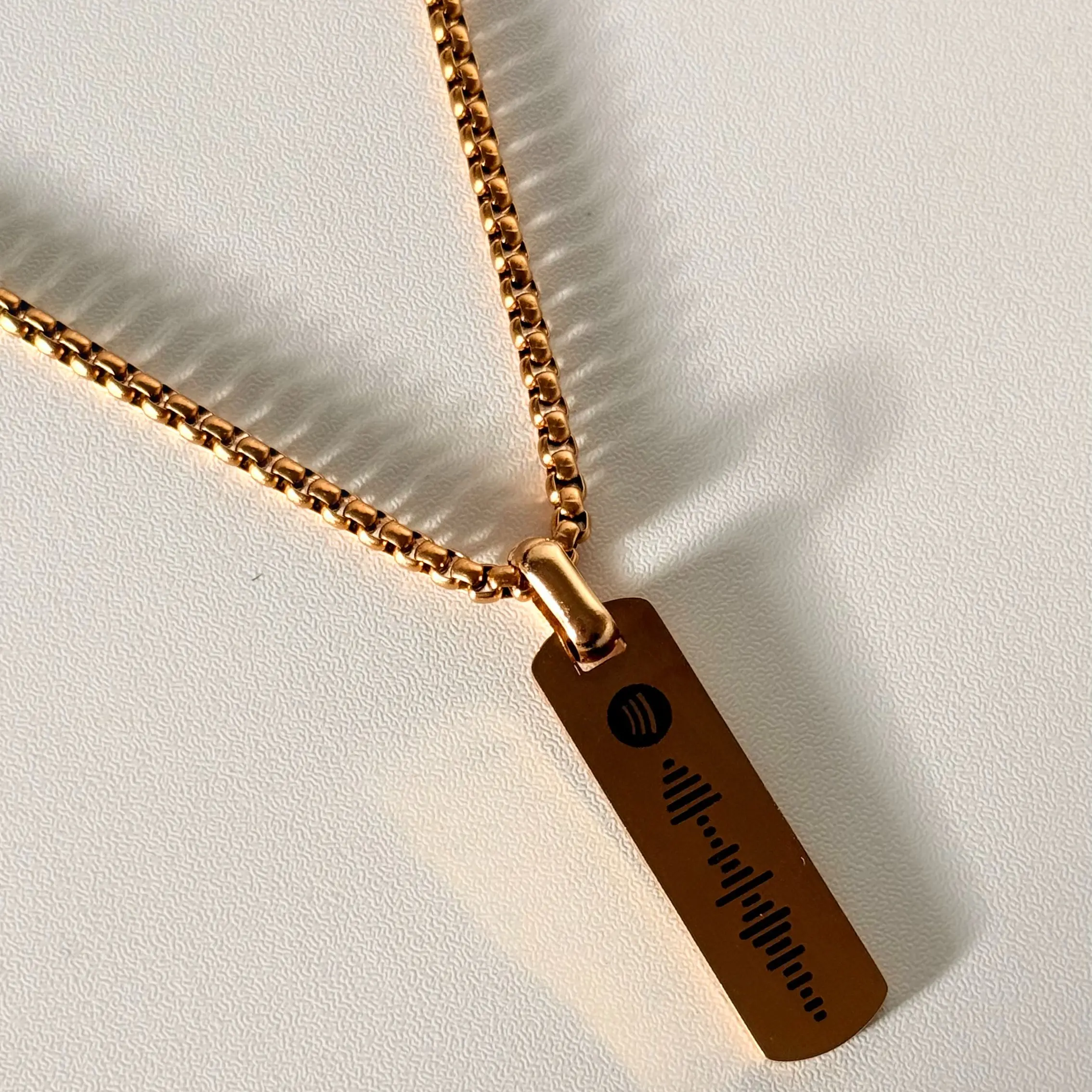 Personalized Name Necklace with Authentic Engraving | Spotify Code Necklace | Anniversary Gift for Boyfriend or Girlfriend | Engraved Rectangular Pendant | Gift for Dad or Grandpa | Father's Day Gift