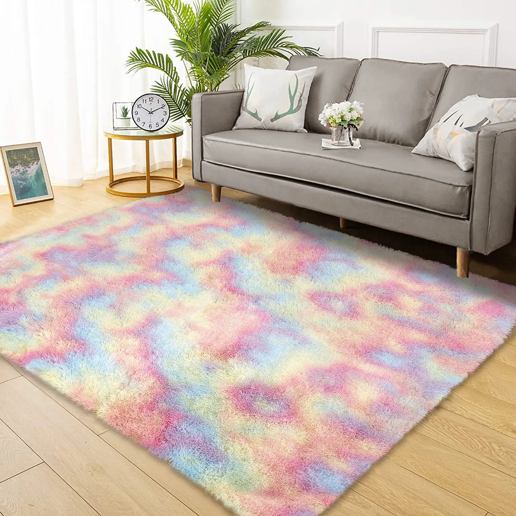 Large size fluffy carpet, non-slip long-wool carpet, anti-shedding soft carpet, home decoration carpet, suitable for living room, bedroom, dining room