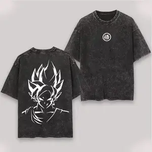 Anime Dragon Ball Washed T-Shirt Cotton Short Sleeve T-Shirt Men's Clothing