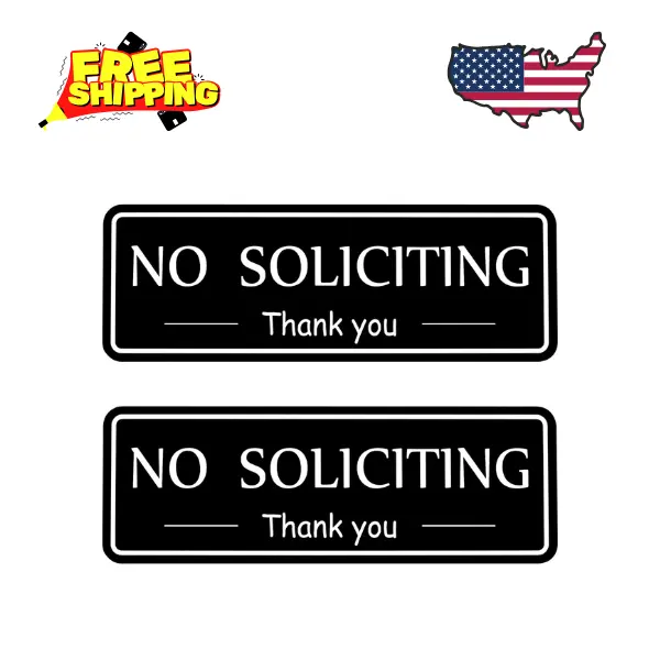 2 Pack No Soliciting Sign for House, Strong Self-Adhesive, 7.9"x2.8"