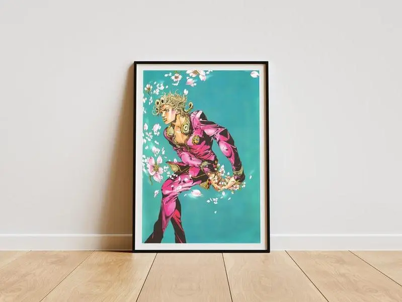 Jojo Part 5 Golden Wind Art Poster Unframed, Giorno Giovanna Poster Unframed, Anime Wall Decor, Araki Design Semi-Glossy Paper Poster Unframed