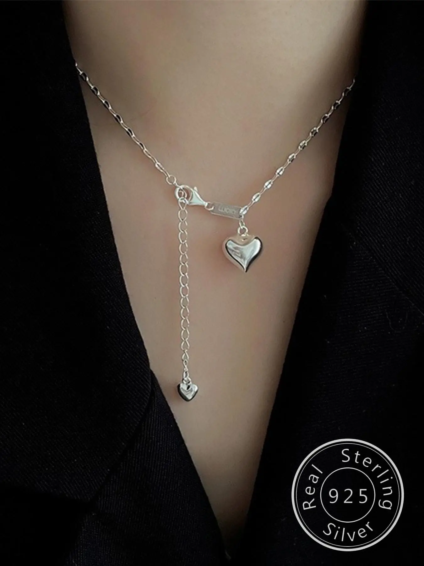 S925 Sterling Silver Heart Shaped Pendant Necklace & Earrings for Women, Fashion Jewelry Set for Party, Daily Clothing Decor, Trendy All-match & Exqui