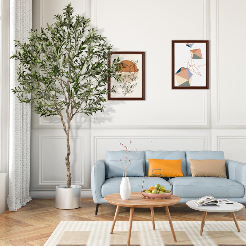Fluffy 6/7/8ft Artificial Olive Tree, Fake Potted Olive Tree with Branches, Leaves and Fruits, Fake Plant, Indoor Decoration Decorative
