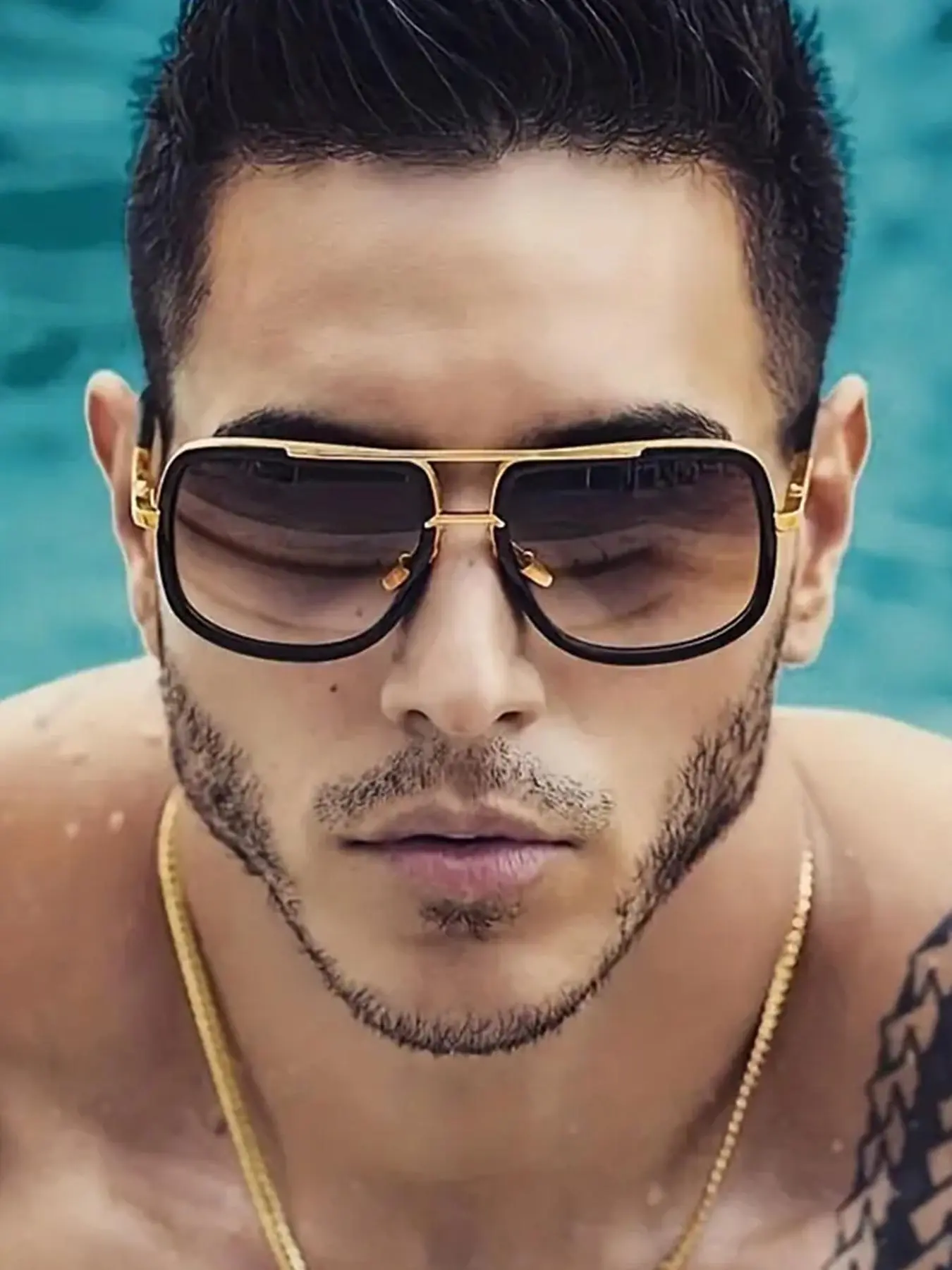 Street Style Sunglasses, Men's 2024 Summer New Fashion Glasses, Trendy Square Frame Sunglasses for Everyday Use, Fashion Accessories for Outdoor Activities, Trendy Beach Eyewear, Street Style Shades