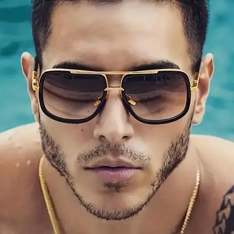 Street Style Sunglasses, Men's 2024 Summer New Fashion Glasses, Trendy Square Frame Sunglasses for Everyday Use, Fashion Accessories for Outdoor Activities, Trendy Beach Eyewear, Street Style Shades