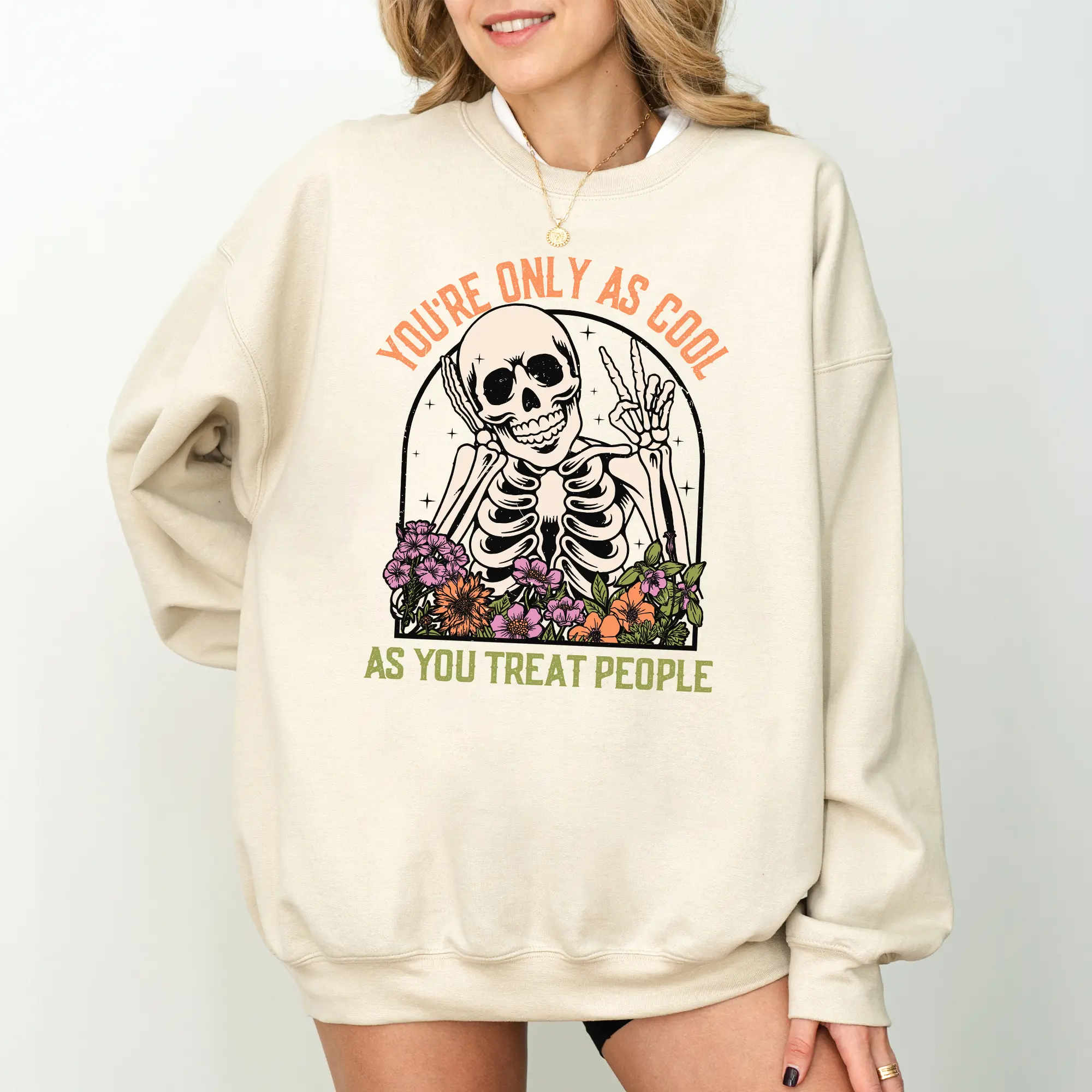 You're Only As Cool As You Treat People Sweatshirt, Choose Kindness Sweater, Mental Health Apparel, Be Kind Crewneck, Positive Vibes Long Sleeve Pullover, Inspirational Shirt, Motivational Women's Top, Womenswear, Soft Cozy Fabric Sweatshirt