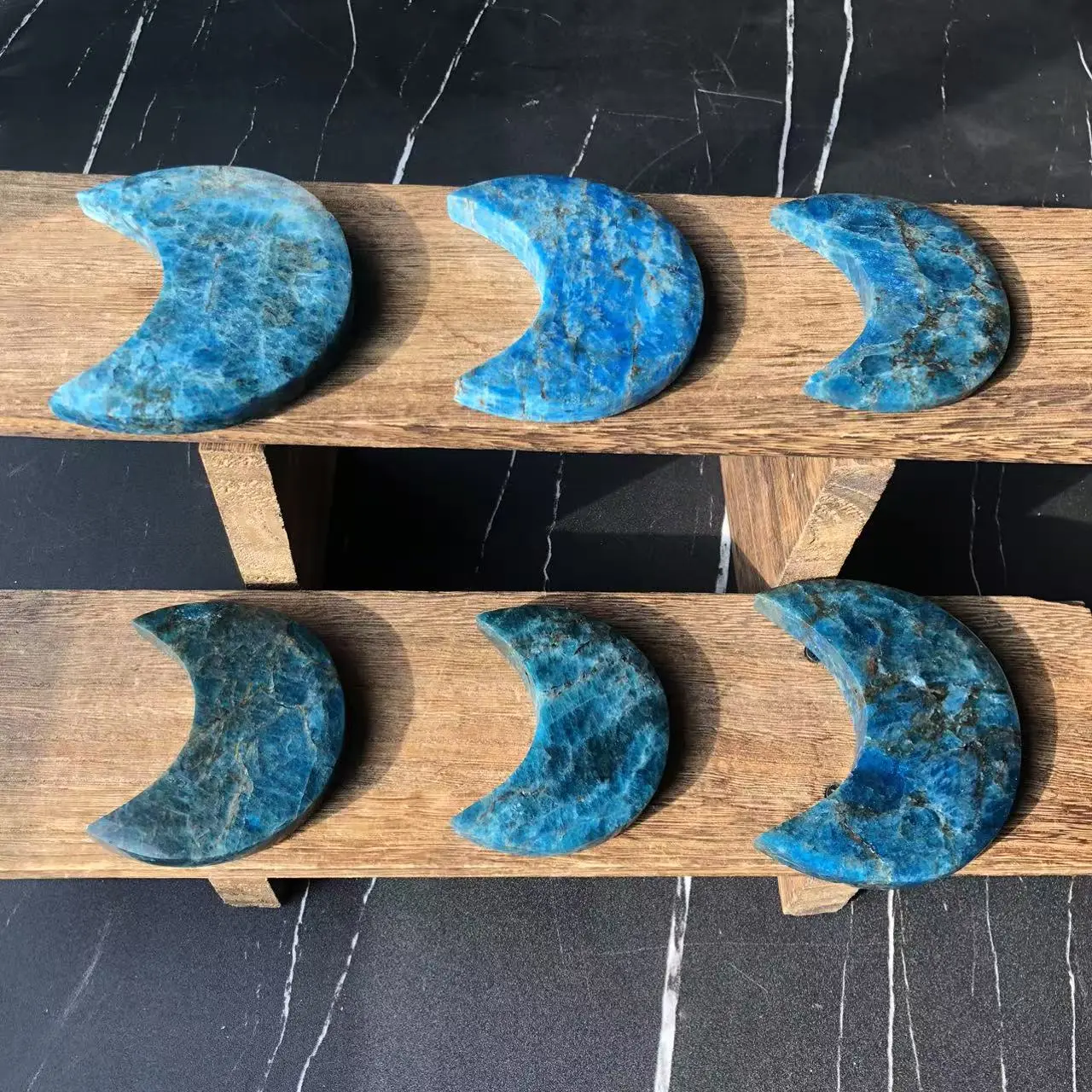 Natural Crystal Blue Apatite Moon Collection