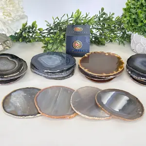 Natural Agate Coasters, Sized 3.5" to 4.5" each, Set of 4 or 8 Coasters #5205NATU