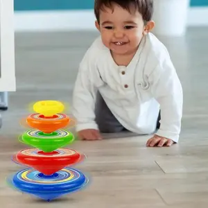 Rotating Stacked Spinning Top Gyro Folding Manual Flying Stacking Gyroscopes Colorful Interesting Launcher Gyroscope Set