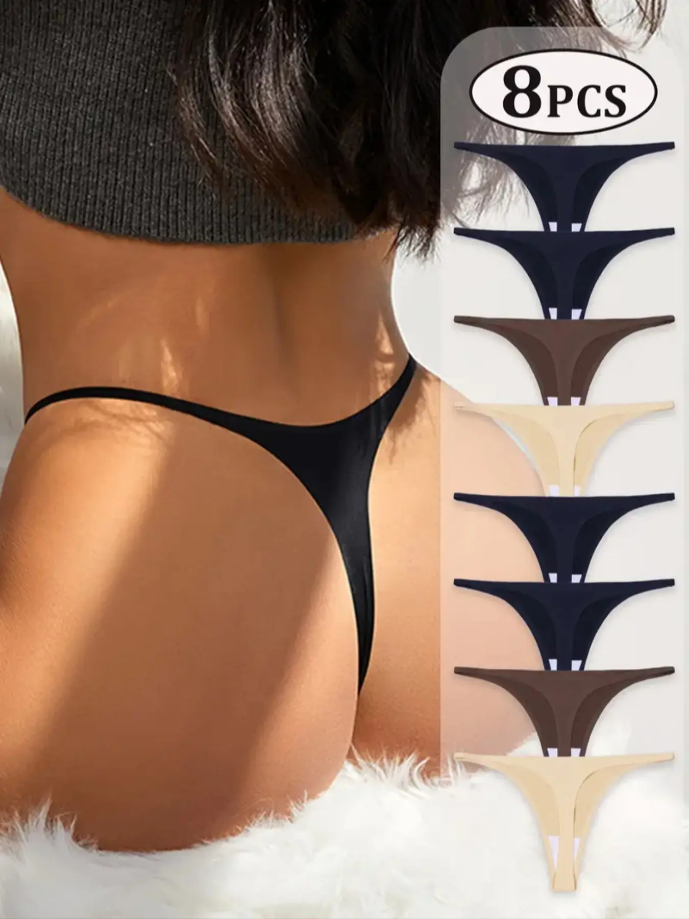 3/4/8 pcs Women's Low Waist Thong Briefs, Soft Lightweight Breathable Comfort, Plain Christmas Pattern, Seamless Stretchy Daily Wear