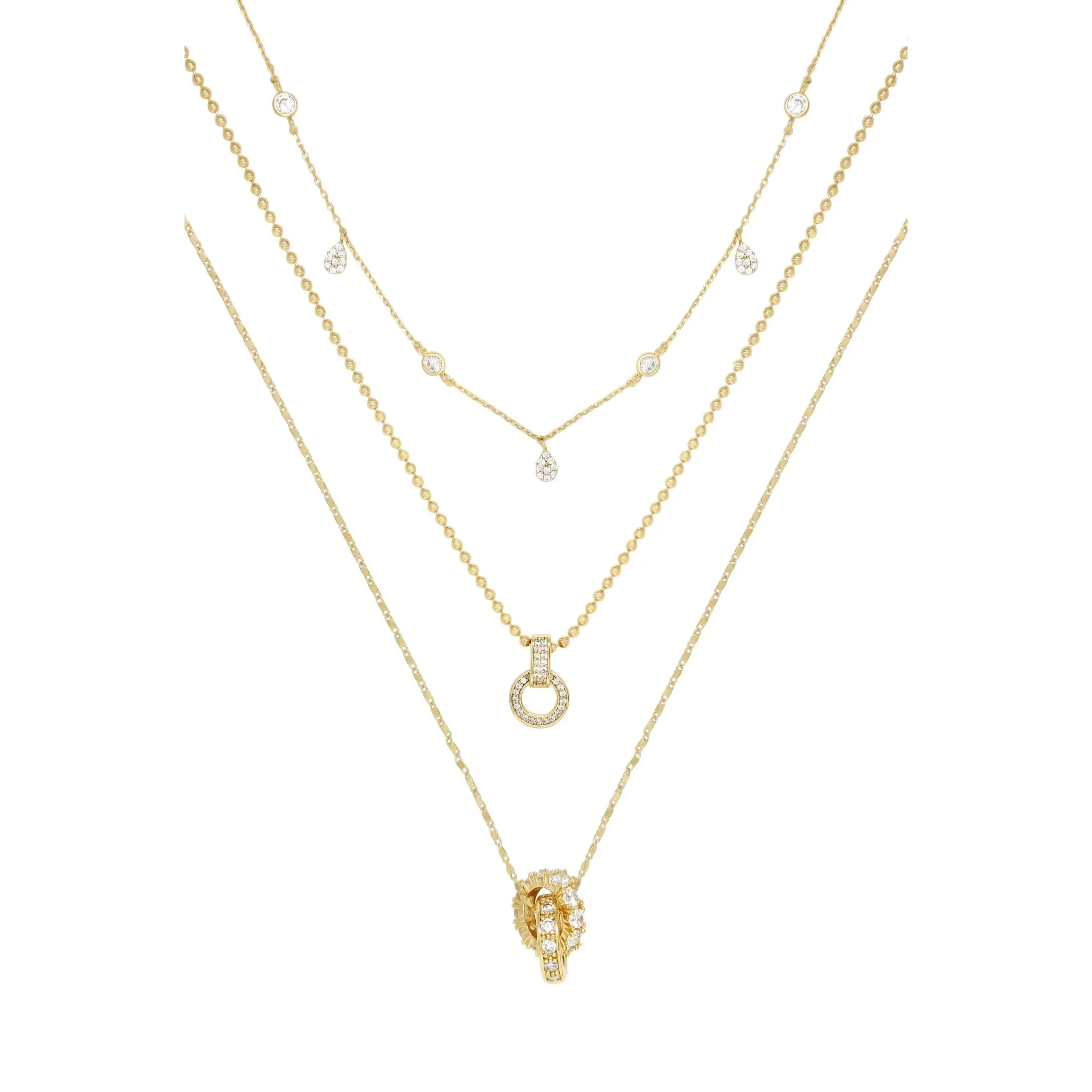 Dainty Crystal Trio Necklace Set