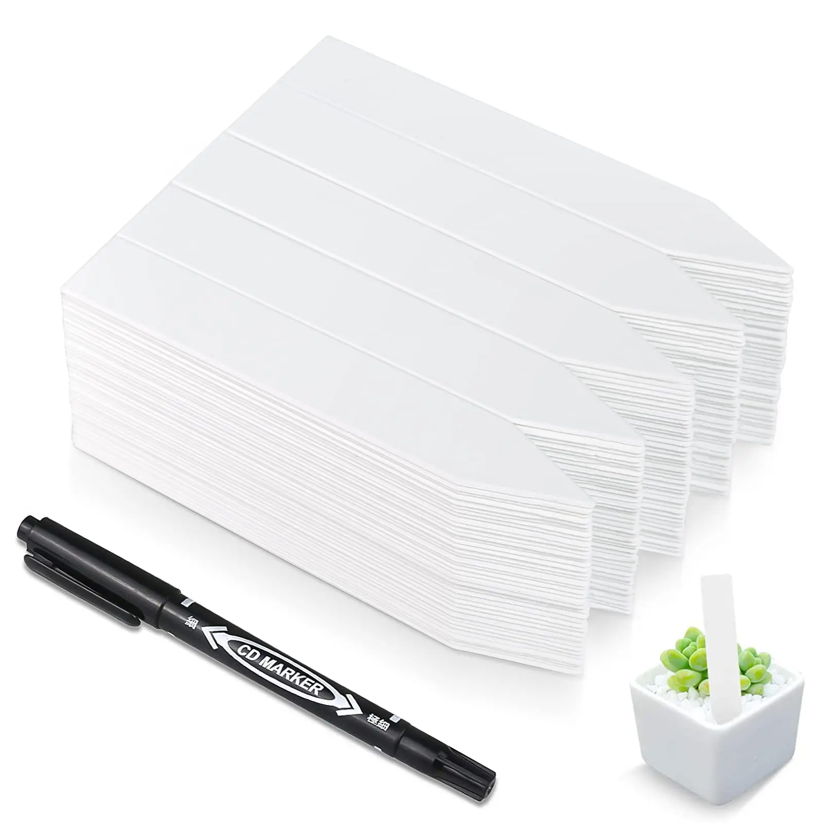 HOMENOTE 200 Pcs 4 Inch Plastic Plant Labels Waterproof Plant Tags for Seedling,Vegetable Gardening Tags,Garden Markers Outdoor for Plants Name Sign with Permanet Marking Pen