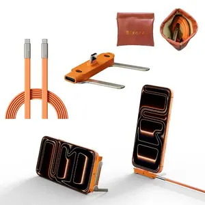 240W SuperCharge 360° Rotating Invisible Stand Detachable 2-in-1 Charging Cable, Zinc Alloy Silicone Type-C Cable, Compatible with Apple and Samsung, Essential for Gaming, Office and Car Use | Single Head, Set.