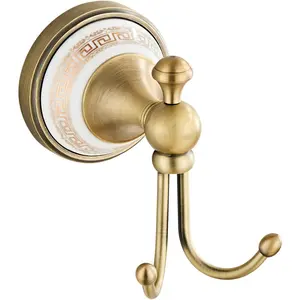 Antique Bronze Brass Towel Hooks for Bathrooms, Wall Mounted Oil Rubbed Bronze Robe Hook for Bathroom Kitchen Bedroom Washroom Shower