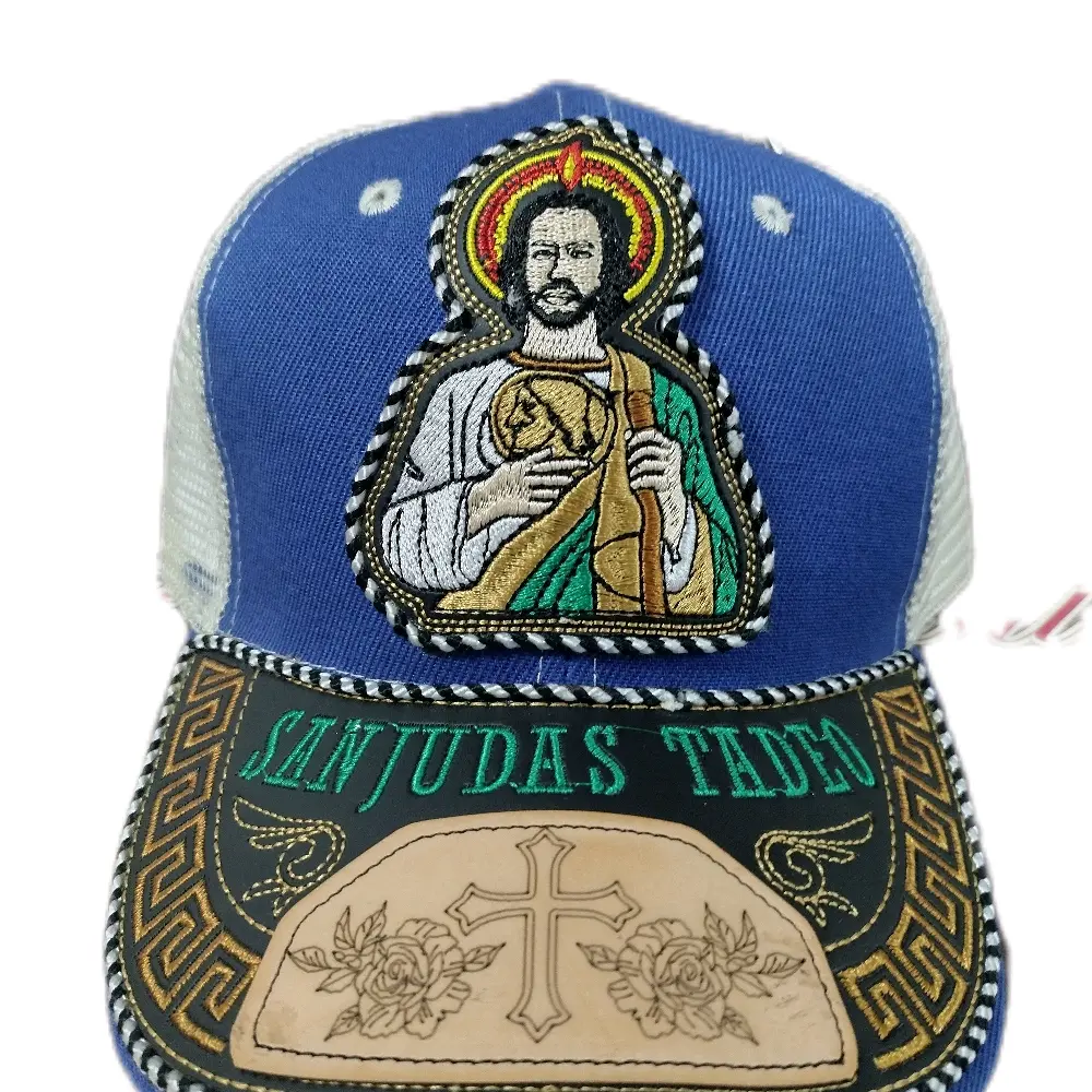 Sanjudas Tadeo Embroidered Snapback Hat Blue White Mesh Streetwear