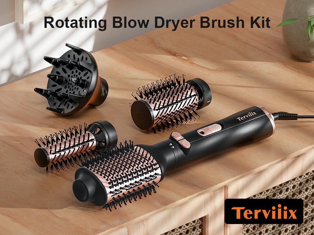 Terviiix 4-in-1 Hot Air Rotating Blow Dryer Brush Kit – 1000W with Rotatable Round Brushes (2 Sizes), Oval Volumizer, and Diffuser Terviiix 4-in-1 Hot Air Rotating Blow Dryer Brush Kit – 1000W with Rotatable Round Brushes (2 Sizes), Oval Volumizer, and Diffuser