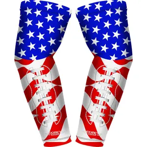 Exxact Sports 1 Pair Compression Arm Sleeves for Men Women, Breathable Baseball Arm Sleeve Football Sleeves Youth Adult - (USA Football Flag)
