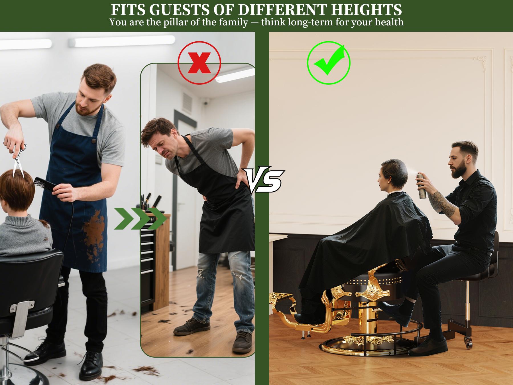 Baasha Innovative Rolling Stool Attachment for Barber Chair | Height-Adjustable Stylist Stool with Backrest | 180° Swivel Ergonomic Salon Tool for 520mm-680mm Bases | Reduce Back & Leg Strain | Accessory ONLY - Gold Chair NOT Included