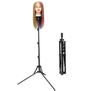Mannequin Head Stand, Foldable Wig Stand Tripod for Cosmetology Hairdressing Training, Metal Adjustable Wig Head Racks Winter, Christmas Gift, New Year